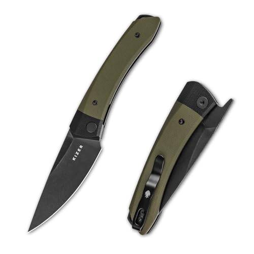 Kizer Mini Momo EDC Pocket Knife, 3.2” D2 Blade Pocket Folding Knife with G10 Handle, Front Flipper EDC knife with Pocket Clip for Men Women, Camping Hunting Survival Knives V3663M2