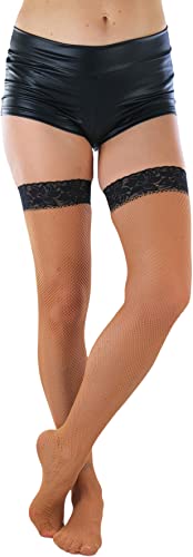 Image of ToBeInStyle Women's Fine Classic Fishnet Thigh High Stretch Nylon Novelty Stockings