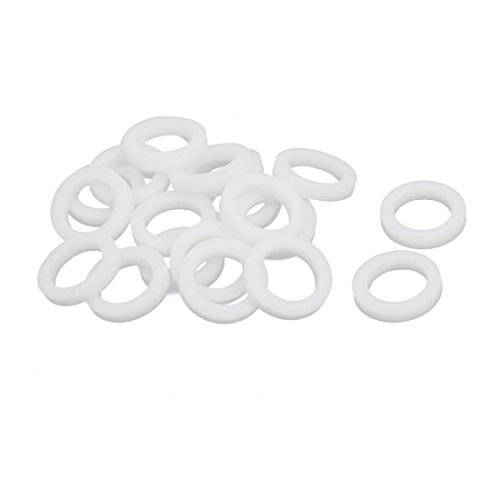 uxcell PTFE Flat Washers 12mm OD 8mm ID 2mm Thickness Sealing Gasket for Faucet Pipe Water Hose, White, Pack of 20