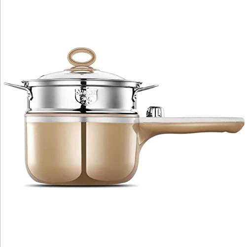 Mini olla eléctrica antiadherente, cocina multifuncional para pasta, ramen, shabu shabu con tapa de vidrio resistente al calor