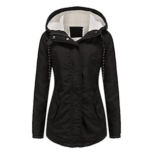 YYNUDA Damen Parka Winterjacke Lang mit Fell Kapuze warm gefüttert Slim Fit Mantel Outdoor Jacke für Winter, Schwarz, XXL