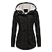 YYNUDA Damen Parka Winterjacke Lang mit Fell Kapuze warm gefüttert Slim Fit Mantel Outdoor Jacke für Winter, Schwarz, XXL