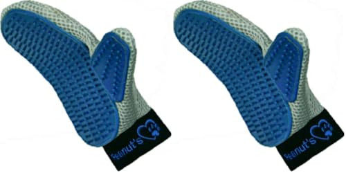 Image of Mr. Peanut's Pet Grooming Glove - Deshedding Hair Removal Mitt with Gentle Silicone Tips, Adjustable Wrist Strap & Breathable Mesh; Perfect for Dogs, Cats, Rabbits & Small Pets (Pack of 2)
