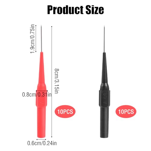 Image of 20 Pcs 0.7mm Multimeter Test Probe Pins, Wire Piercing Probe Insulation Back Probes Non-Destructive Insulation Wire Piercing Needle for Banana Socket Plug, Car Tester