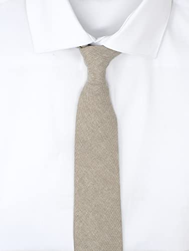 Proper Materials Men's Chambray Cotton Skinny Necktie Tie Textured Distressed Style - 2 1/2" Width