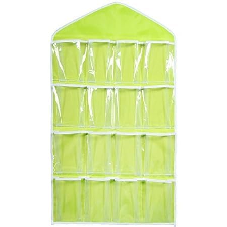 16-Pocket Hanging Organiser, Green, Clear Pockets, Over Door Storage for Shoes, Accessories-image-15