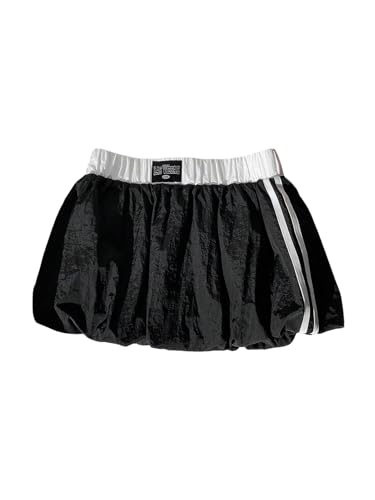 Verdusa Women's Y2K Striped Bubble Skirt Color Block Elastic Waist A Line Ruffle Mini Skirts