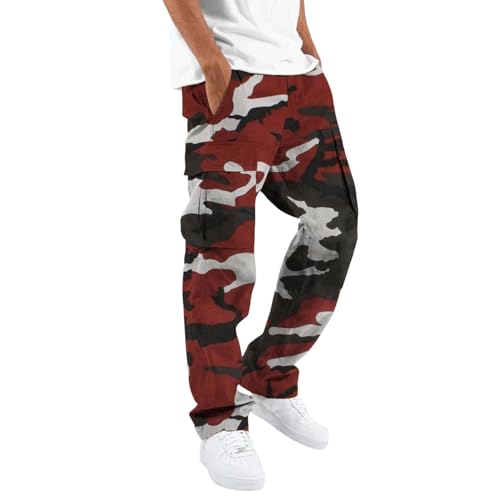 Pantalones cargo de camuflaje con bolsillo para hombre, pantalones cónicos de cintura elástica de secado rápido, pantalones cónicos de tela suave, resistentes al agua, ligeros, transpirables para