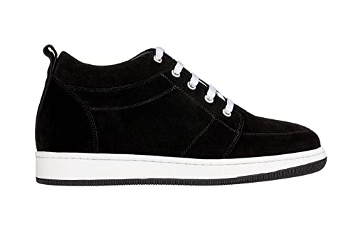 CALTO Men's Invisible Height Increasing Elevator Casual Shoes - Black Suede Lace-up Clasic Sneaker - 2.8 Inches Tallers - K4125770 - Size 11.5 D(M) US2
