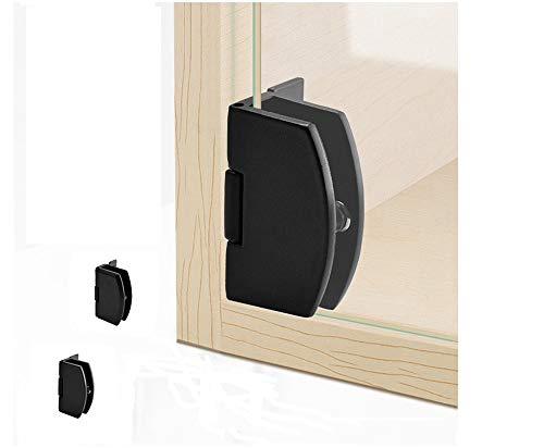 [2 Pieces] Cabinet Glass Door Hinge 90-Degree Frameless Glass Door Hinge for 5-7mm (Black)