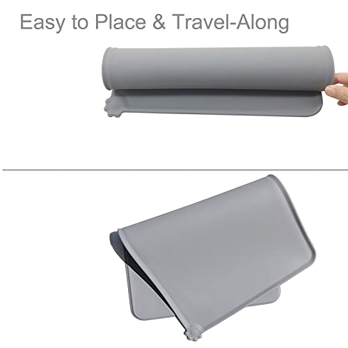 Image of Lessmon Dog Cat Feeding Mat, Silicone Waterproof Pet Food Mat, Grey