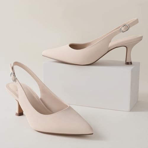 Image of Ankis Women's Slingback Kitten Heels Closed Pointed Toe 2.5in Dress Pumps