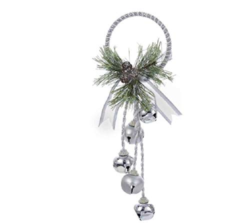 Kurt Adler J3635 Silver and White Metal Bell with Pinecone Door Hanger, 13 inches