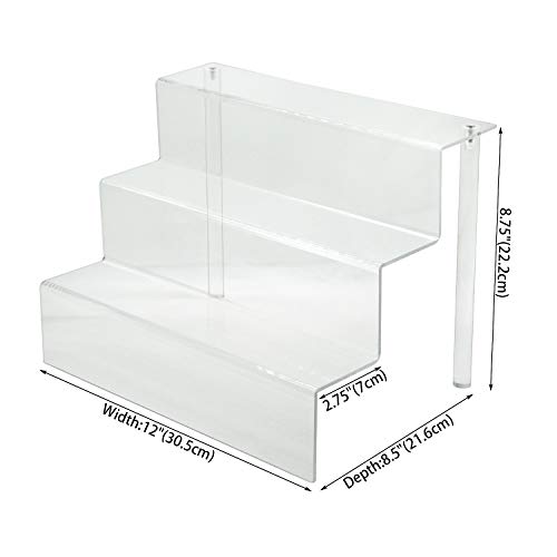 Combination Of Life 12X8.5 Inches 3 Step Stair Display Perfume Organizer Acrylic Riser Display Shelf For Funko Pop,Amiibo Figure,Cupcake,Collection #TOP6