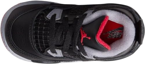Jordan Jordan 4 retrô (infantil), Preto/vermelho fogo - cinza