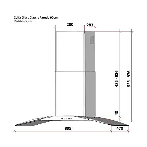 Coifa de Parede Depurador Franke Inox 6 Bocas 90cm 110V - Vidro Curvo Glass Classic