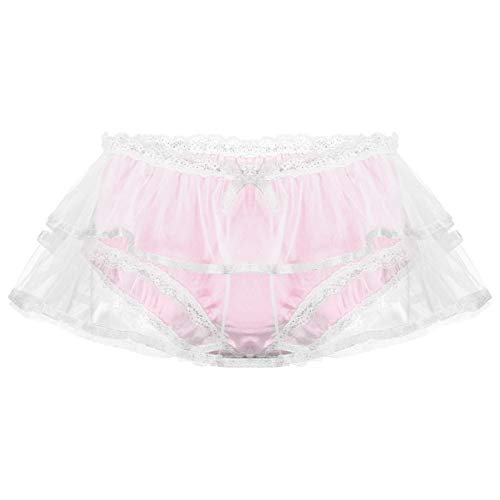 Lyb-s. Mens Smooth Satin Dessous Unterwäsche Mid steigen mit elastischen Bund Slips Unterwäsche (Color : Pink, Size : XL) Cover