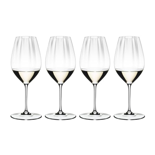 Riedel Performance Riesling Machine-Made Crystal Clear Glass Set with Light Optic Bowl and Dishwasher Safe for Fruit-Forward White Wines (4-Pack)
