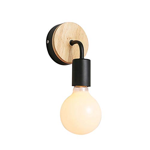 Applique murale noir rétro applique murale bois vintage E27 éclairage mural industriel éclairage intérieur pour chambre cuisine salle à manger couloir escalier hôtel cafés (sans ampoule)