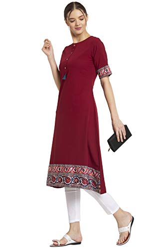 Image of Women's Crepe Skinny Kurta (ALC9118GREY1 Maroon XXL)