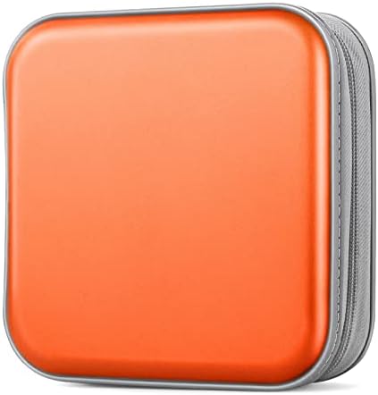 CD Case, Bivisen DVD Case Wallet Holder Binder 48 Capacity CD/DVD Cases Storage Holder Binder Organizer Wallet Book for Car Home Travel (Orange)