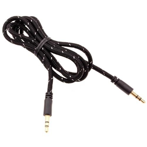 Aux Cable 3.5mm para audio, 1 metro, negro trenzado miniatura 1