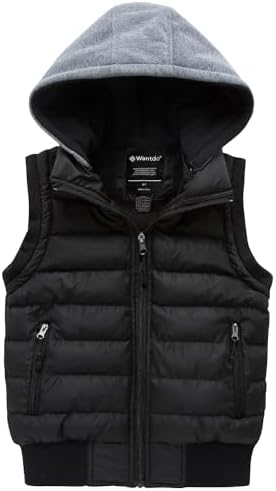 wantdo Boy's Puffer Vest Waterproof Winter Coat Fleece Vest Sleeveless Jacket