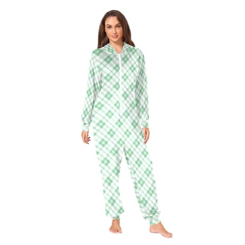 Light Green Plaid Adult Unisex 1 Piecing Pajamas For Women Men Funny Halloween Costumes