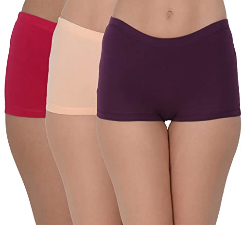 Image of EVA & JOY Women's Cotton Solid Mid-Rise Boyshort Panty (Pack of 3)
