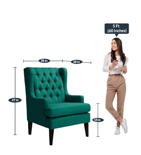 Image of Wingback Chair for Living Room one Seater Sofa |Luxury Rest Chair Arm Chair Sofa (Green)