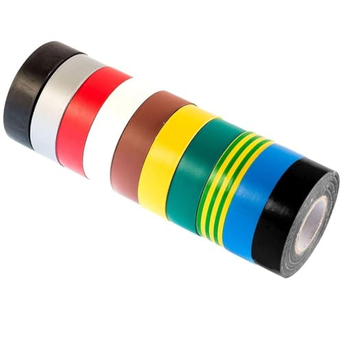 19mm x 20m Electrical Tape - Mixed colour 10 Pack
