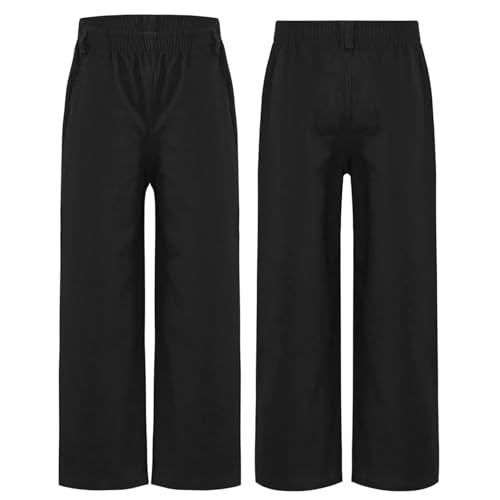 JEATHA Boy's Formal Dress Pants School Uniform Solid Color Stretch Pull on Trousers with Pockets