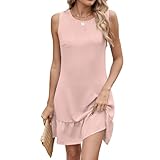 Vestido Mujer Verano 2026 - Vestido Largo Elegante Sin Mangas con Lazos en la Espalda - Vestido de Fiesta, Playa o Invitada de Boda - Diseño Moderno en Color Sólido(Rosa,L)