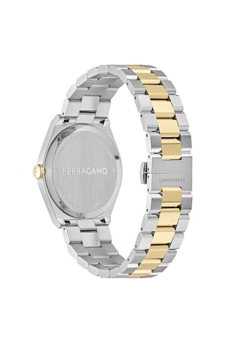 Ferragamo Vega Upper East Collection Luxury Mens Watch Timepieces with a Two Tone Bracelet and Case Featuring a Silver Dial3