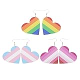 iplusmile 3組 レインボーストライプ耳飾り 彩り鮮やかなテーマドロップイヤリング 女性向け華やかカジュアルピアス 贈り物に