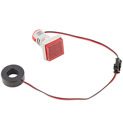 Hyuduo LED Digitale Voltometro Amperometro multifunzionaleRilevatore di Corrente del Tester di Tensione Pannello Doppio Quadrato da 22 mm Indicatore del misuratore AC 0-100A 60-500V(Rosso)