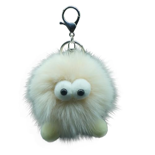 SRYTCYDA Cute Plushs Keychains for Women, Big Eyes Kawaii Plush Keychain with a Card Pin, Plush Keychains for Backpacks Decorative Accessories Birthday Gifts, Party Rewards, Meet Gifts (White)