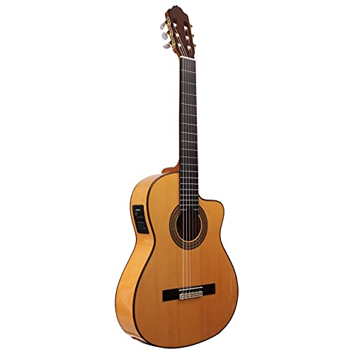 Esteve 15455E - Chitarra elettro-classica Flamenca, in abete massiccio, naturale lucido