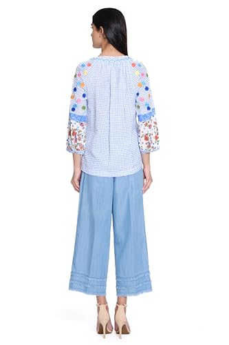 john mark Women's Pull on Wide Leg Pant with Pockets and Frayed Details2