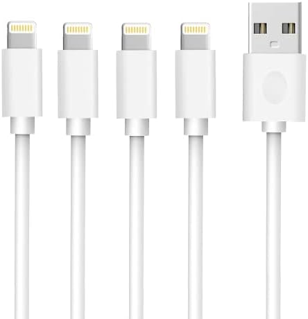 Moallia MFi Certified iPhone Charger, USB-A to Lightning Cable High Speed Data Sync Transfer Fast Charging Cord Compatible iPhone 14 13 12 11 Pro Max/Mini/XS MAX/XR/XS/X/8/7/Plus/6 iPad(4pack/6ft)