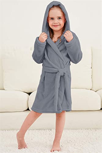 Image of Umeyda Girls Fleece Hooded Robes, Warm Printed Bath Robe for Kids Soft Fuzzy Bathrobe for Gifts