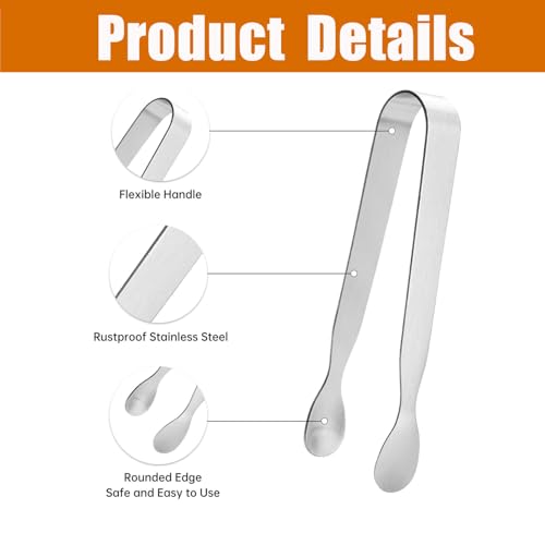 Mini-Eiszangen,10 Stück Edelstahl Zuckerzange Set Salat Eiswürfelzange Salatzange Gebäckzange Eiswürfelzange Mehrzweck-Zange für Zuckerwürfel,Eiswürfel,Dessert,Buffet,Picknick（Silber,11cm)