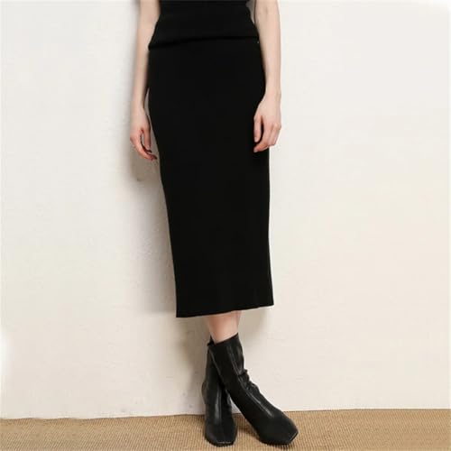 Merino Wool Slim Skirtswomen Solid Color Warm All-Match Pencil Skirt3