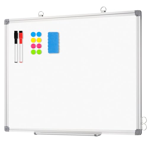 Whiteboard Magnetic White Board for Walls 60 x 45 cm, Magnetic Board for Wall Dry Erase Kitchen Whiteboard A2, Wipe Board for Home Aluminum Frame, Office and School Supplies