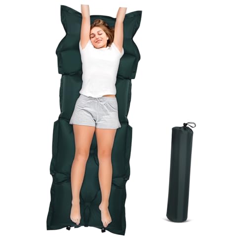 GOOHOCHY Camping Sleeping Pad Automatic Inflation Large Portable Skin-Friendly Material Integrated Pillow