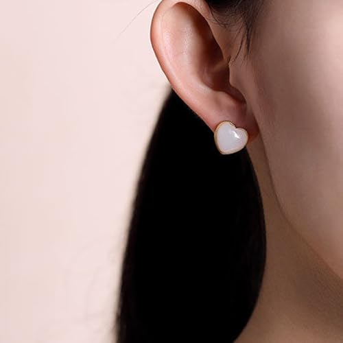 Boucles d'oreilles cœur de Jade Blanc et Argent S925 douceur de vivre - 5