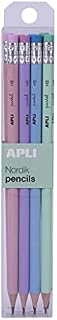 APLI 18824 - Pack of 8 HB Graphite Pencils with Rubber on Top - Pastel Colors