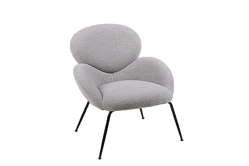 Kangmusi - Taburete para el tobillo con patas de metal de terciopelo de peluche, tela acolchada blanca, taburete moderno para ocio, adecuado para salón y dormitorio (gris)