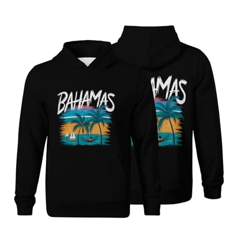 Kids Retro Proud Bahamas Gift Design Idea Boys Girls Lightweight Kangaroo Pocket Fleece Hoodies