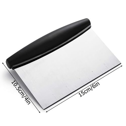 Hao Zhu Dough Scraper Cutter, Stainless Steel Dough Scraper with Handle and Measuring Scale, Counter Scraper with Food Grade Stainless Steel Blade - Image 2